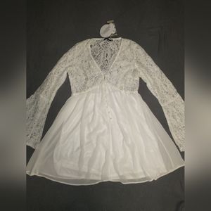 Boohoo lace smock dress